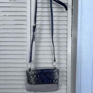 GILL Blue and Gray Snake Print Crossbody Bag